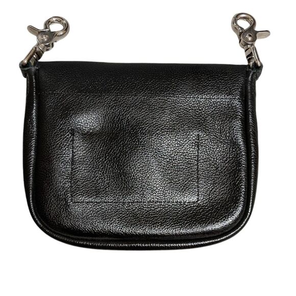 Harley Davidson black pebbled leather small satchel bag riding moto studded - Picture 2 of 7